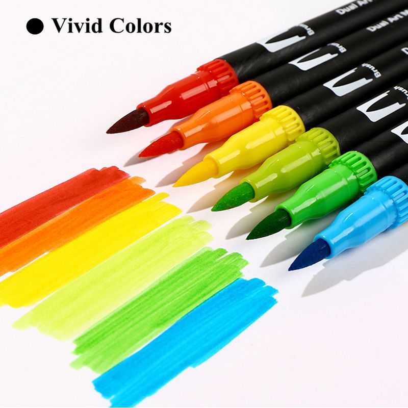 Marker Pens Double-sided Colour Set With Carrying Bag Tip Fine Brush For  Sketching, Drawing, And Illustrating - Art Markers - AliExpress