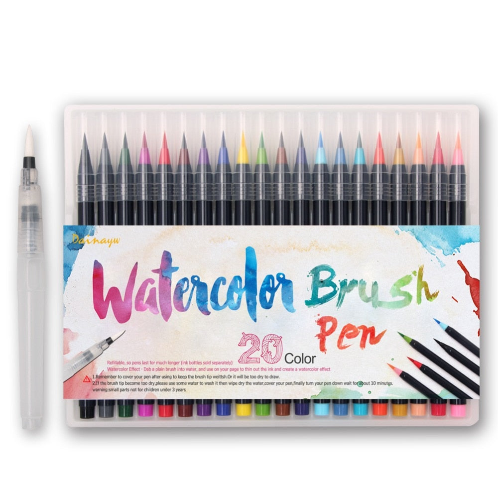 Hibiscus Collective Art Supplies Watercolor Brush Pens 20 Colors