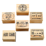 Retro Vintage Wooden Rubber Stamps (6pcs/set)