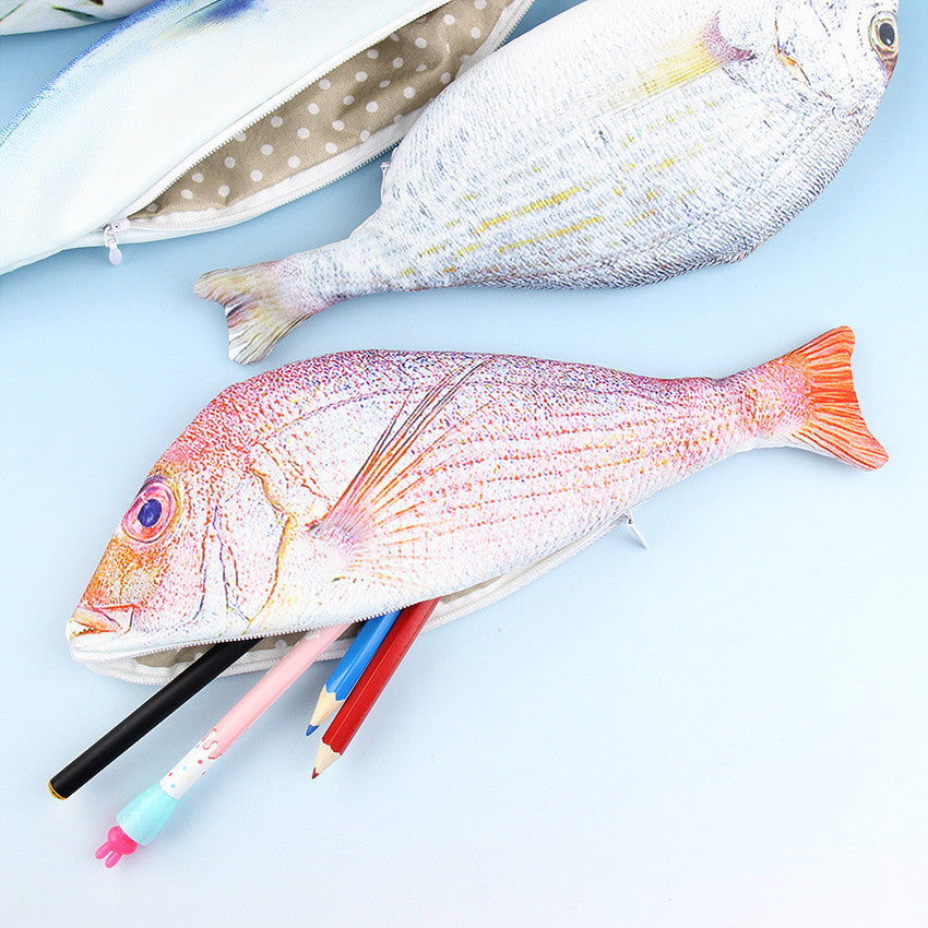 Fish Pencil Pouch Novelty Fish Bag Fish Bag Cloth Pencil Pouch Cloth Pencil  Case Fish Zip Bag 
